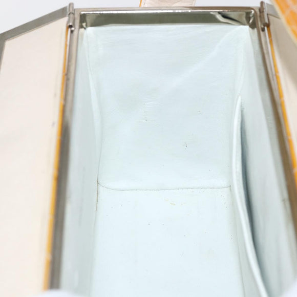 CHANEL Matelasse Vanity Box Patent leather Yellow Silver CC Auth 170933