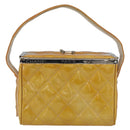 CHANEL Matelasse Vanity Box Patent leather Yellow Silver CC Auth 170933-13
