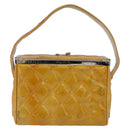 CHANEL Matelasse Vanity Box Patent leather Yellow Silver CC Auth 170933-2