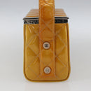 CHANEL Matelasse Vanity Box Patent leather Yellow Silver CC Auth 170933-4