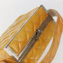 CHANEL Matelasse Vanity Box Patent leather Yellow Silver CC Auth 170933-6