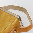 CHANEL Matelasse Vanity Box Patent leather Yellow Silver CC Auth 170933-8