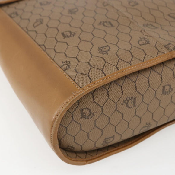 Christian Dior Honeycomb Canvas Shoulder Bag PVC Brown Gold Auth 170940