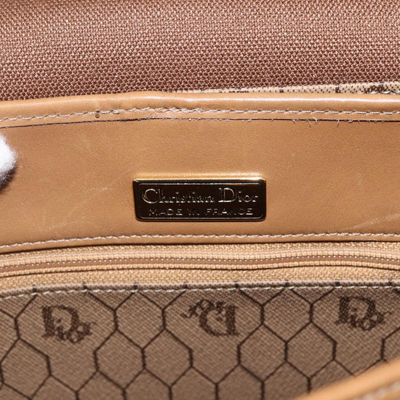 Christian Dior Honeycomb Canvas Shoulder Bag PVC Brown Gold Auth 170940