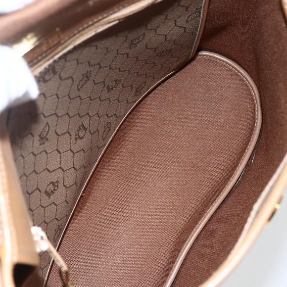 Christian Dior Honeycomb Canvas Shoulder Bag PVC Brown Gold Auth 170940
