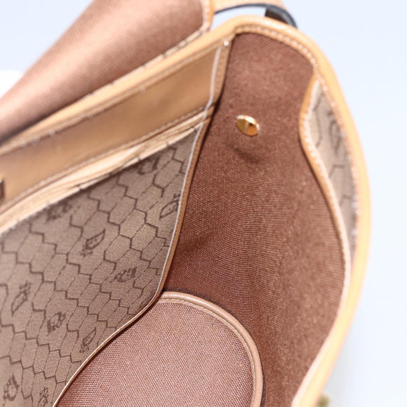 Christian Dior Honeycomb Canvas Shoulder Bag PVC Brown Gold Auth 170940