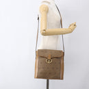 Christian Dior Honeycomb Canvas Shoulder Bag PVC Brown Gold Auth 170940-20