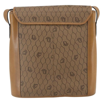 Christian Dior Honeycomb Canvas Shoulder Bag PVC Brown Gold Auth 170940 - 0
