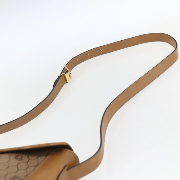 Christian Dior Honeycomb Canvas Shoulder Bag PVC Brown Gold Auth 170940