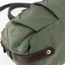 PRADA Hand Bag Nylon 2way Khaki Gold Auth 170942-16