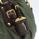 PRADA Hand Bag Nylon 2way Khaki Gold Auth 170942-19