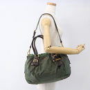 PRADA Hand Bag Nylon 2way Khaki Gold Auth 170942-26