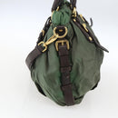 PRADA Hand Bag Nylon 2way Khaki Gold Auth 170942-4