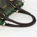PRADA Hand Bag Nylon 2way Khaki Gold Auth 170942-7