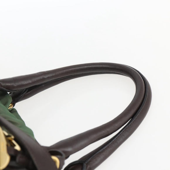 PRADA Hand Bag Nylon 2way Khaki Gold Auth 170942