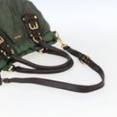 PRADA Hand Bag Nylon 2way Khaki Gold Auth 170942-8