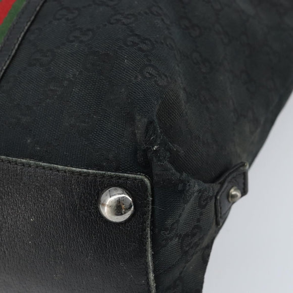 GUCCI GG Canvas Web Sherry Line Tragetasche Schwarz 132898 Auth 170944