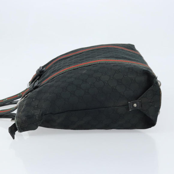 GUCCI GG Canvas Web Sherry Line Tragetasche Schwarz 132898 Auth 170944