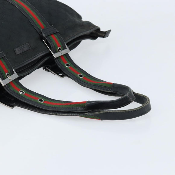GUCCI GG Canvas Web Sherry Line Tragetasche Schwarz 132898 Auth 170944