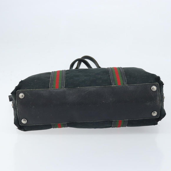 GUCCI GG Canvas Web Sherry Line Tragetasche Schwarz 132898 Auth 170944