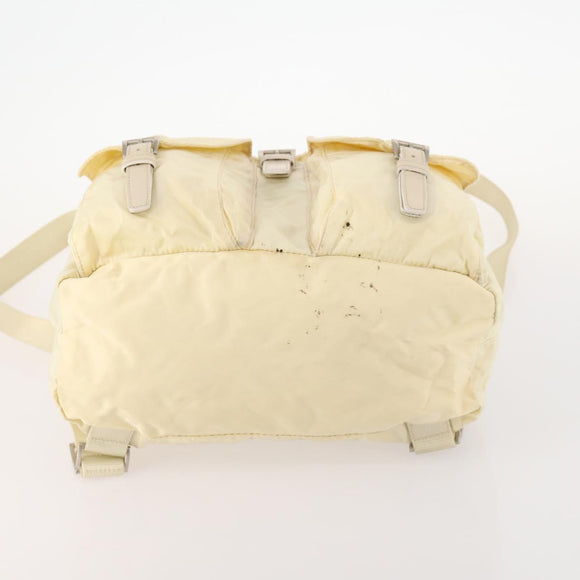 PRADA Rugzak Nylon Wit Zilver Auth 170947