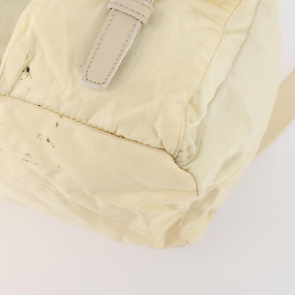 PRADA Rugzak Nylon Wit Zilver Auth 170947