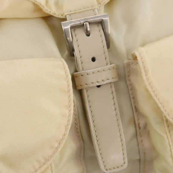 PRADA Rugzak Nylon Wit Zilver Auth 170947