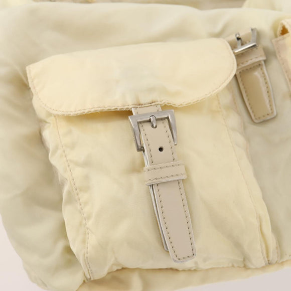 PRADA Rugzak Nylon Wit Zilver Auth 170947