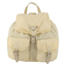 PRADA Rugzak Nylon Wit Zilver Auth 170947-13