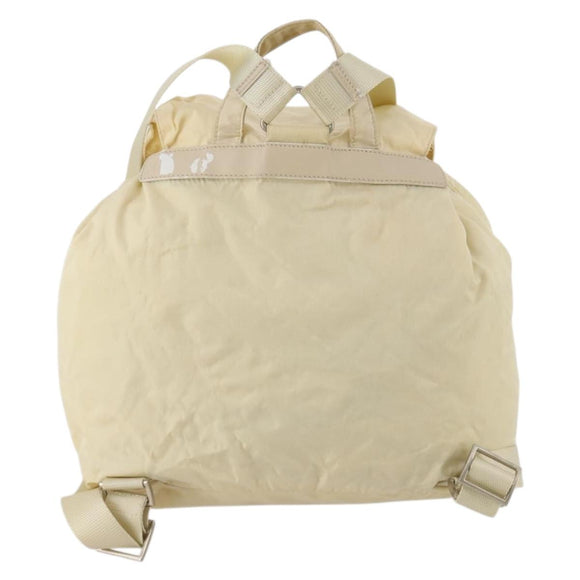 PRADA Rugzak Nylon Wit Zilver Auth 170947