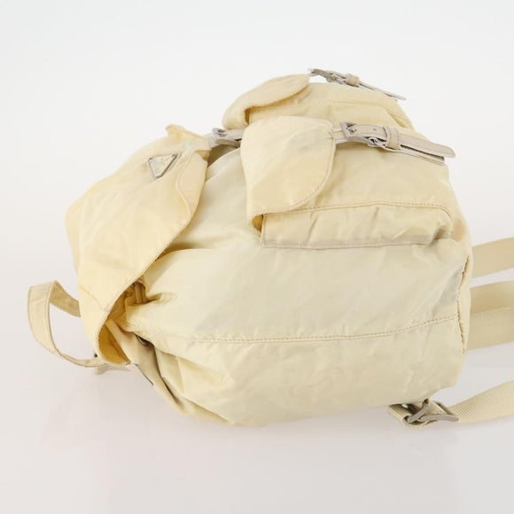 PRADA Rugzak Nylon Wit Zilver Auth 170947