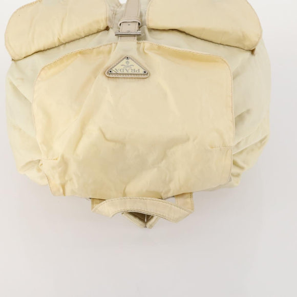 PRADA Rugzak Nylon Wit Zilver Auth 170947