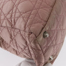Christian Dior Canage Handtas Nylon Roze Zilver Auth 170948-16