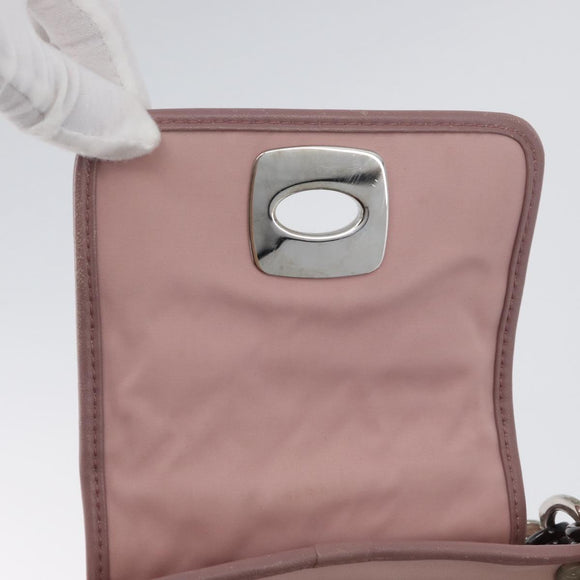 Christian Dior Canage Handtas Nylon Roze Zilver Auth 170948
