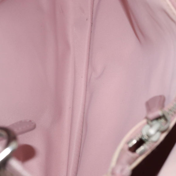 Christian Dior Canage Handtas Nylon Roze Zilver Auth 170948
