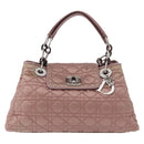 Christian Dior Canage Handtas Nylon Roze Zilver Auth 170948-13