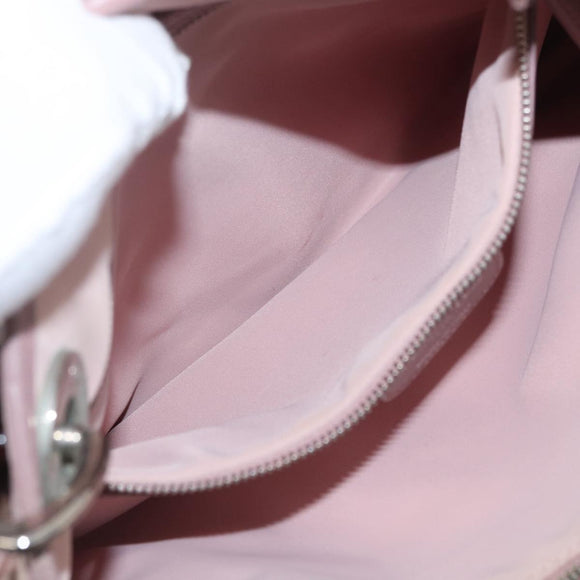 Christian Dior Canage Handtas Nylon Roze Zilver Auth 170948