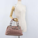 Christian Dior Canage Handtas Nylon Roze Zilver Auth 170948-29