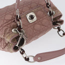 Christian Dior Canage Handtas Nylon Roze Zilver Auth 170948-6