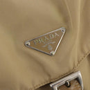 PRADA Rucksack Nylon Beige Silber Auth 170950-21