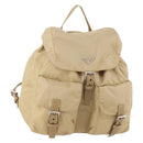 PRADA Rucksack Nylon Beige Silber Auth 170950-1