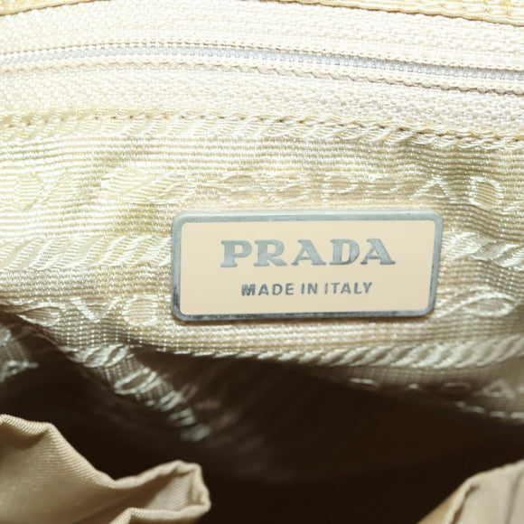 PRADA Rucksack Nylon Beige Silber Auth 170950