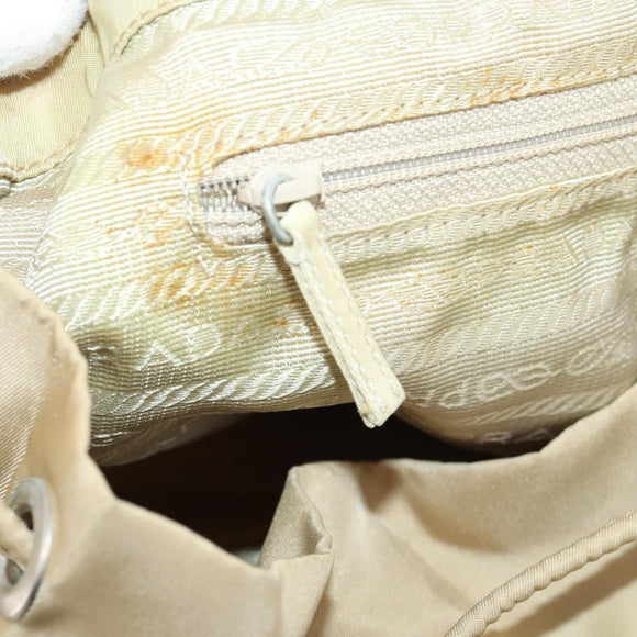 PRADA Rucksack Nylon Beige Silber Auth 170950