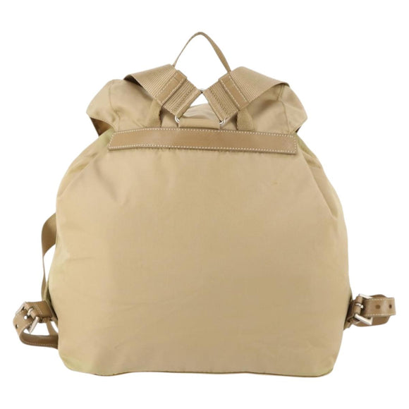 PRADA Rucksack Nylon Beige Silber Auth 170950