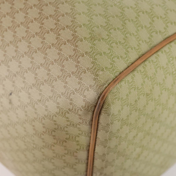 CELINE Macadam Canvas Boston Bag PVC Beige Gold Auth 170952