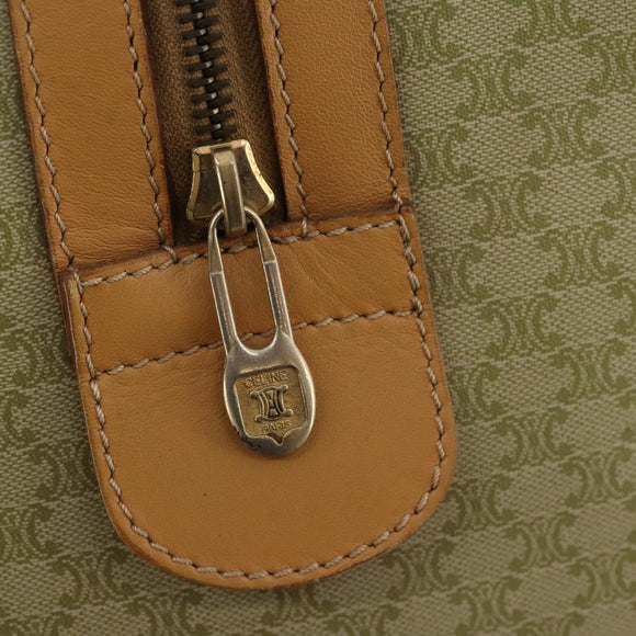 CELINE Macadam Canvas Boston Bag PVC Beige Gold Auth 170952