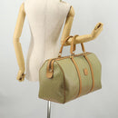 CELINE Macadam Canvas Boston Bag PVC Beige Gold Auth 170952-24