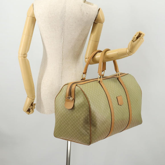 CELINE Macadam Canvas Boston Bag PVC Beige Gold Auth 170952