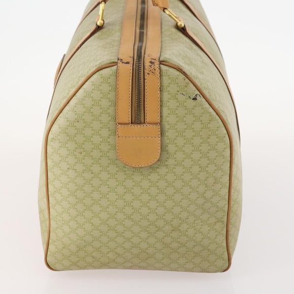 CELINE Macadam Canvas Boston Bag PVC Beige Gold Auth 170952