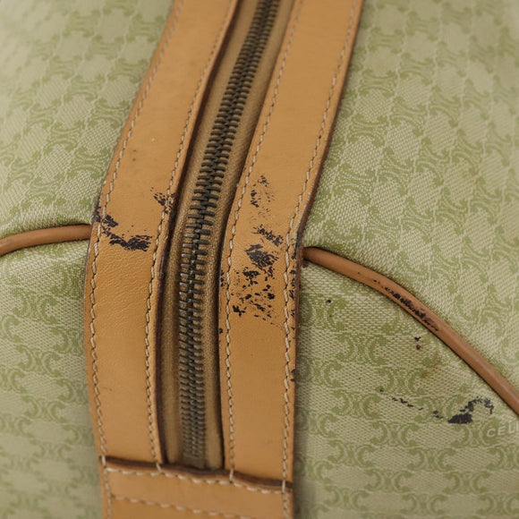 CELINE Macadam Canvas Boston Bag PVC Beige Gold Auth 170952